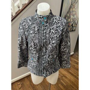 Musette Snakeskin Print Cotton Jacket Turquoise Accents Size 4
